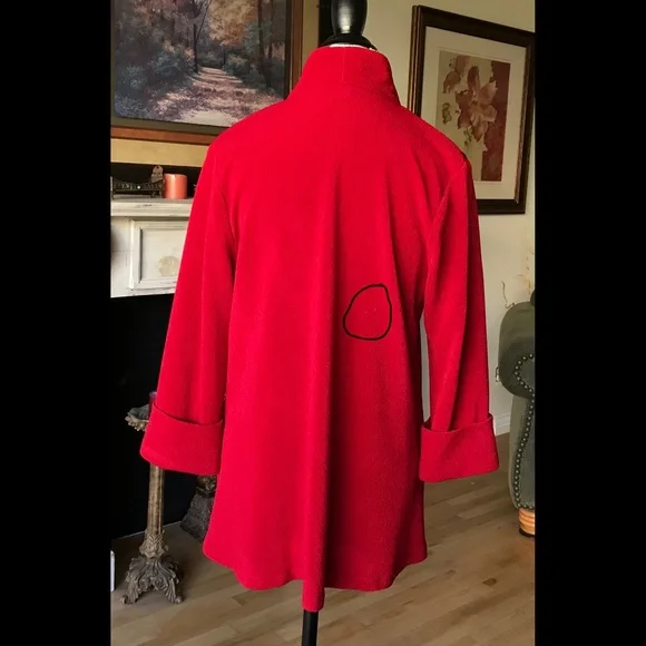 COVER CHARGE Asymmetrical Jacket / Topper Red One Fabulous Button Size S - Picture 7 of 8